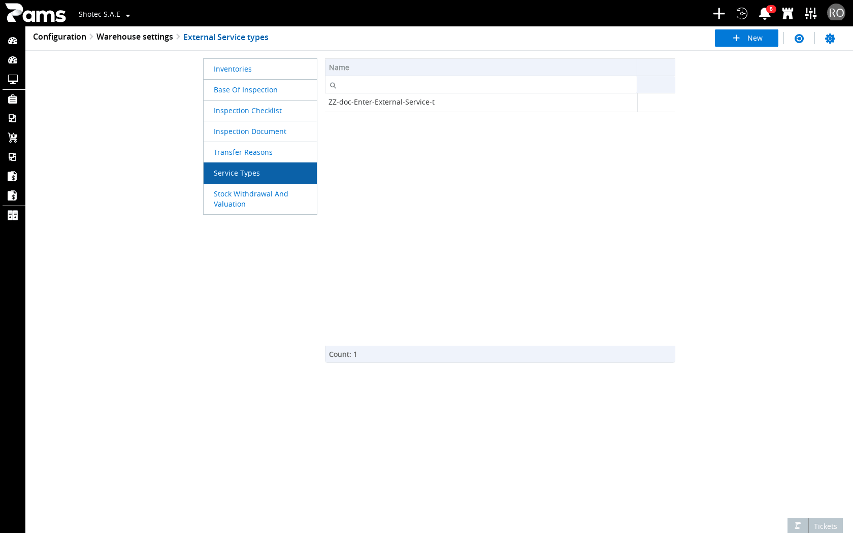 Check the Name column, row count, and list controls.