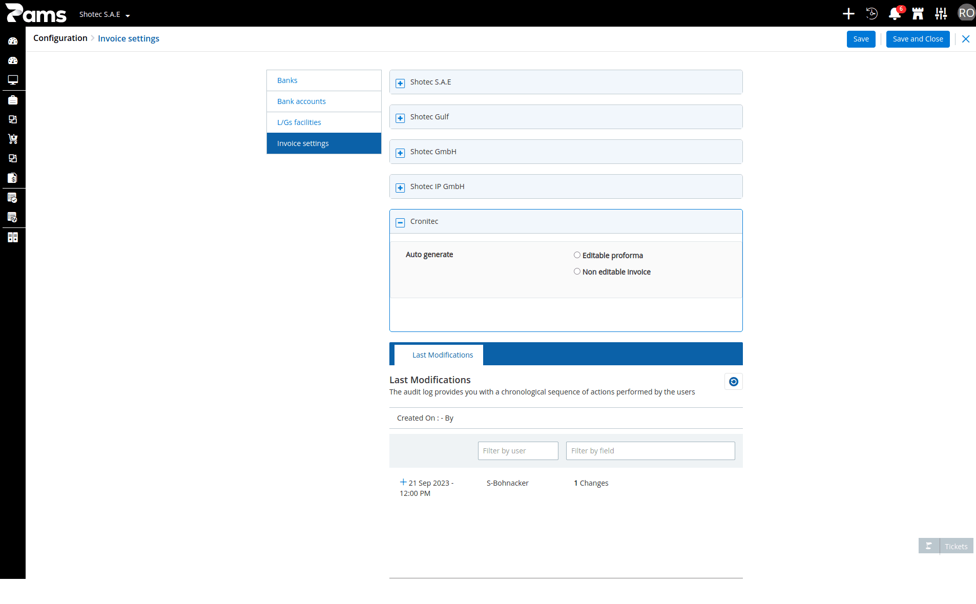 Invoice Settings