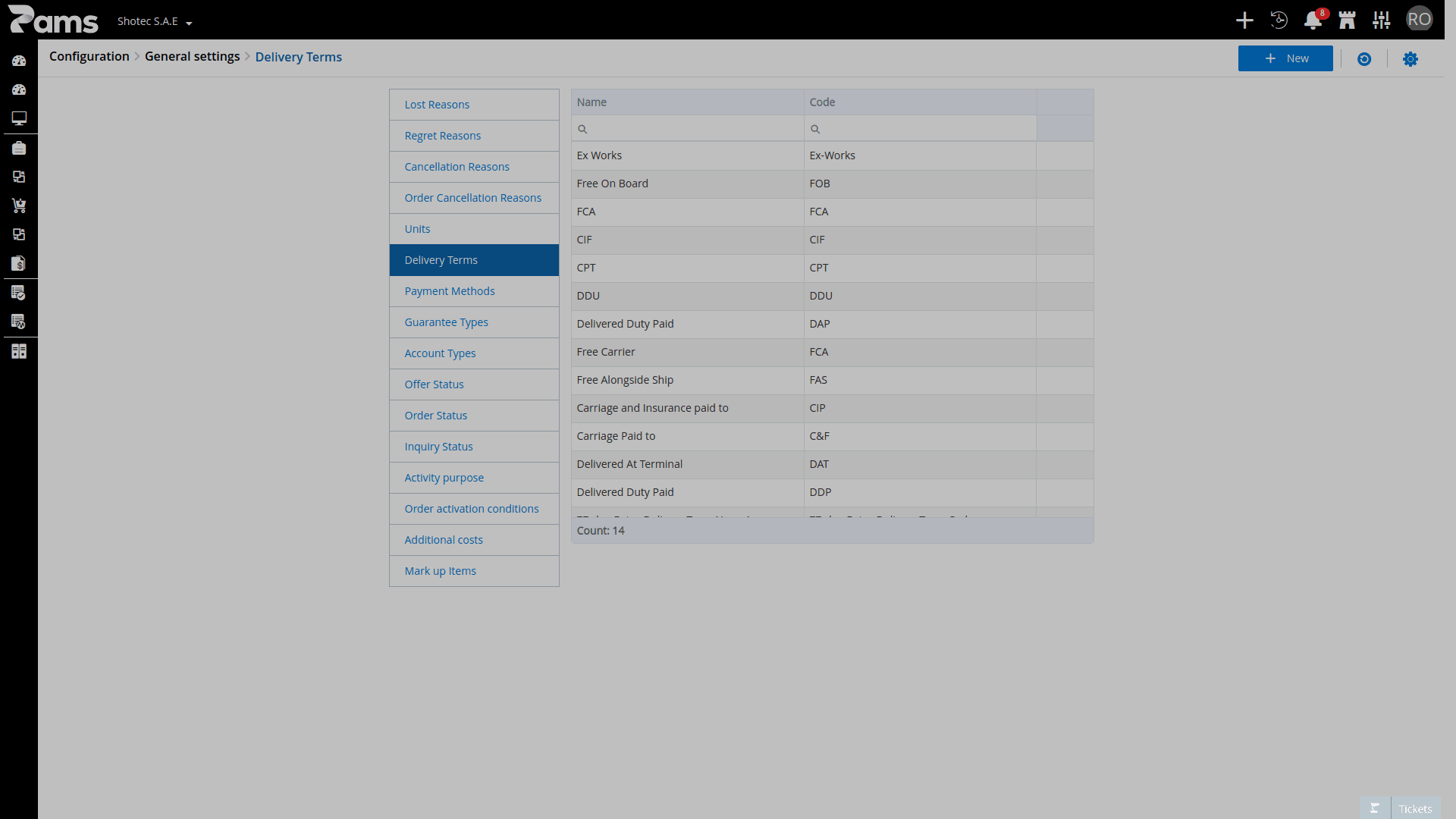 Configure Delivery Terms