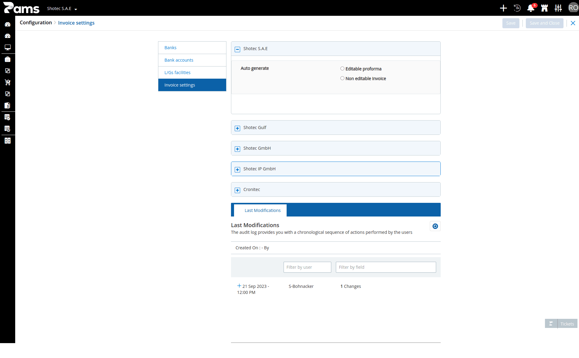 Invoice Settings