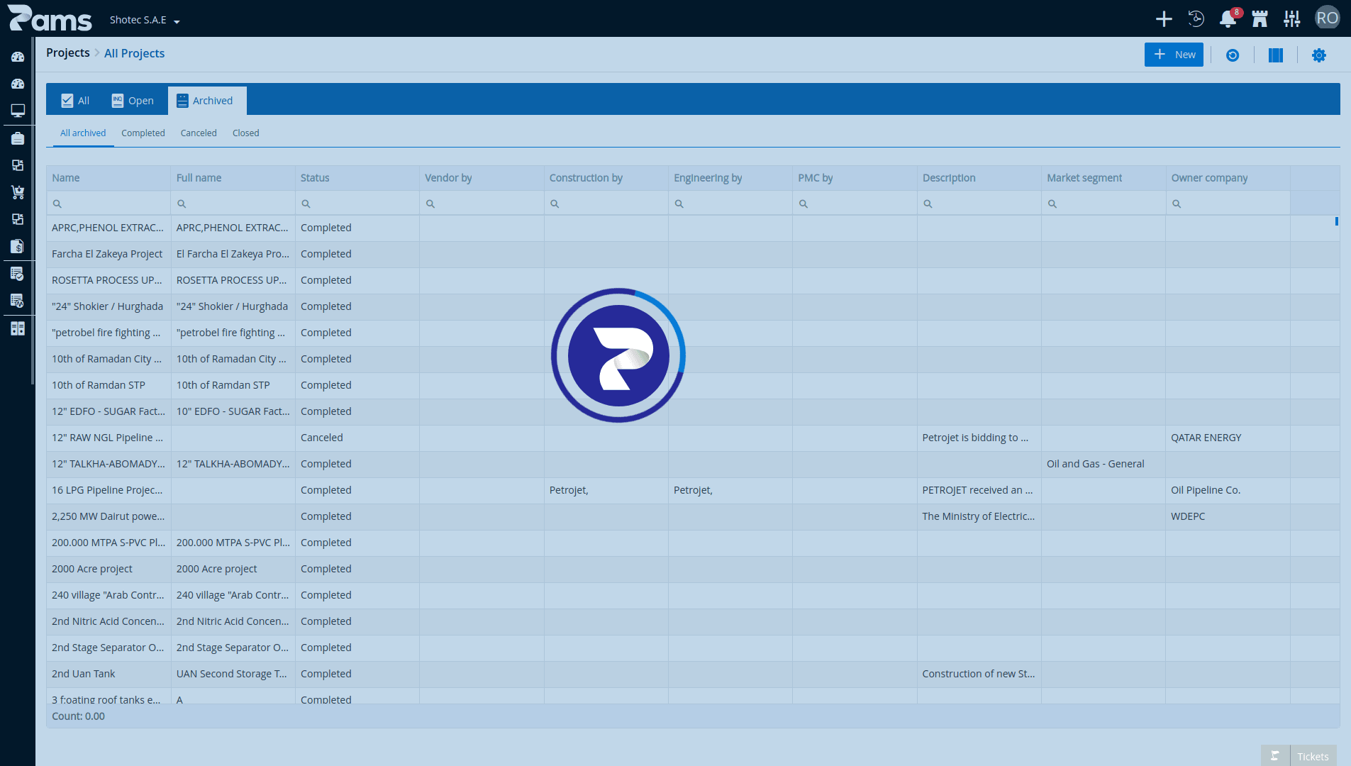 Projects record