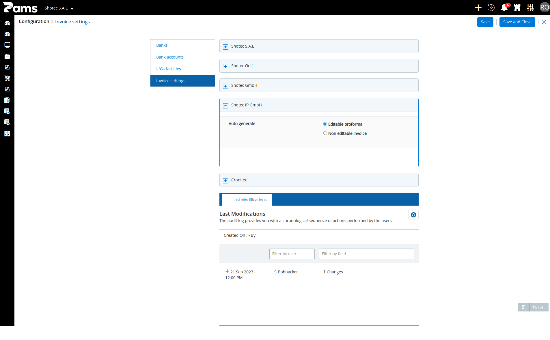 Invoice Settings