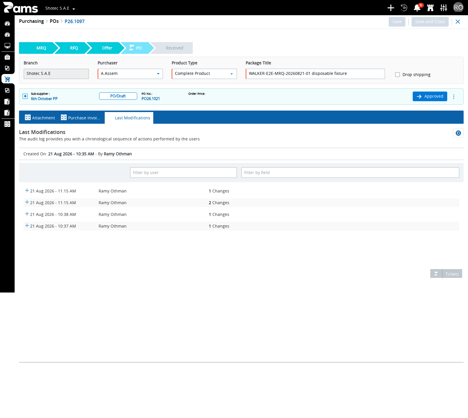 Locate the saved-record follow-up tabs.