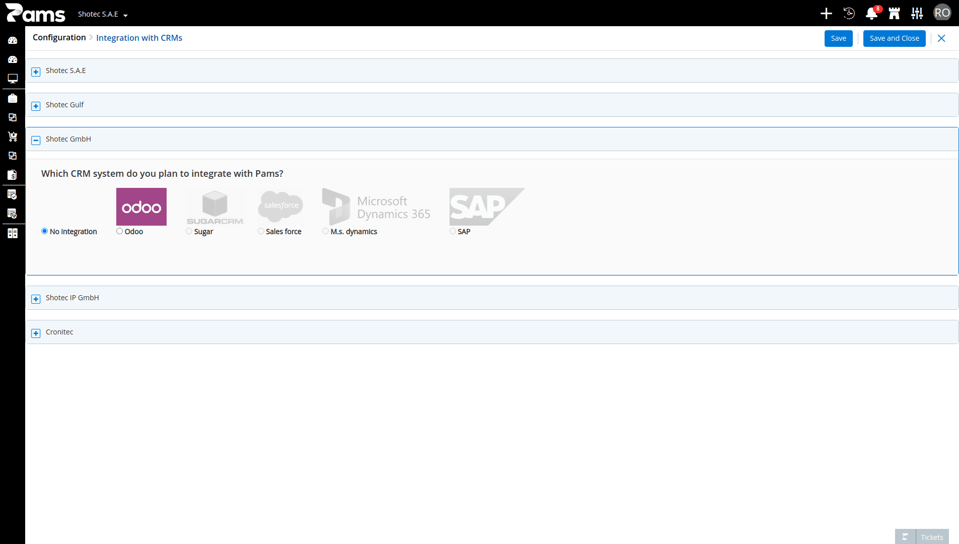 Integration with CRMs
