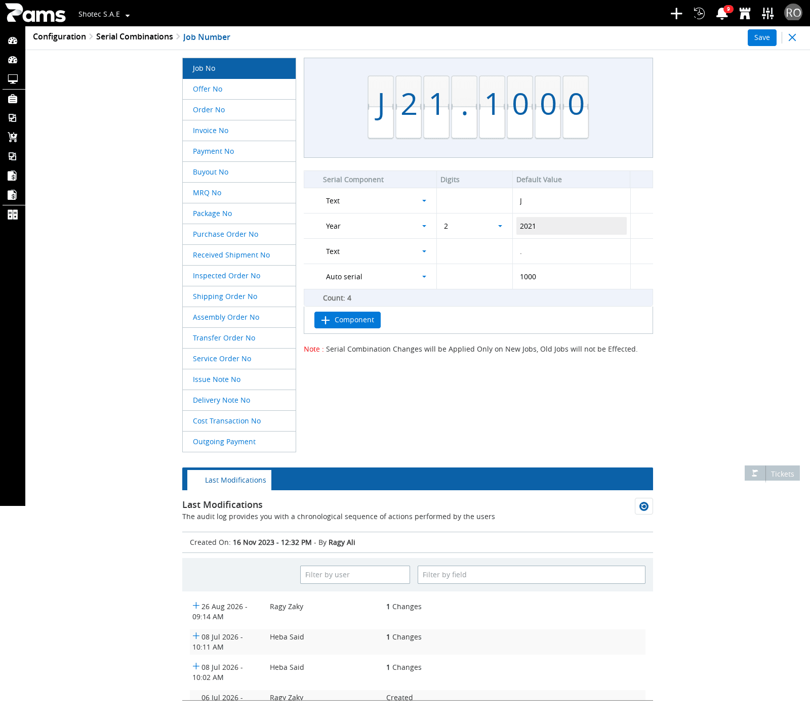 Read the three combination grid
columns and the controls below the grid.