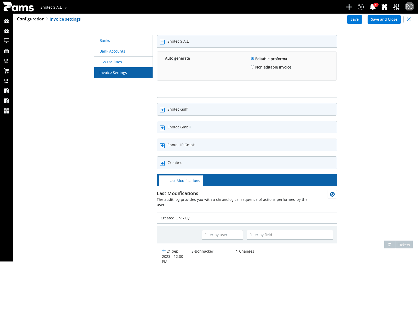 Review the Last Modifications audit-log surface
