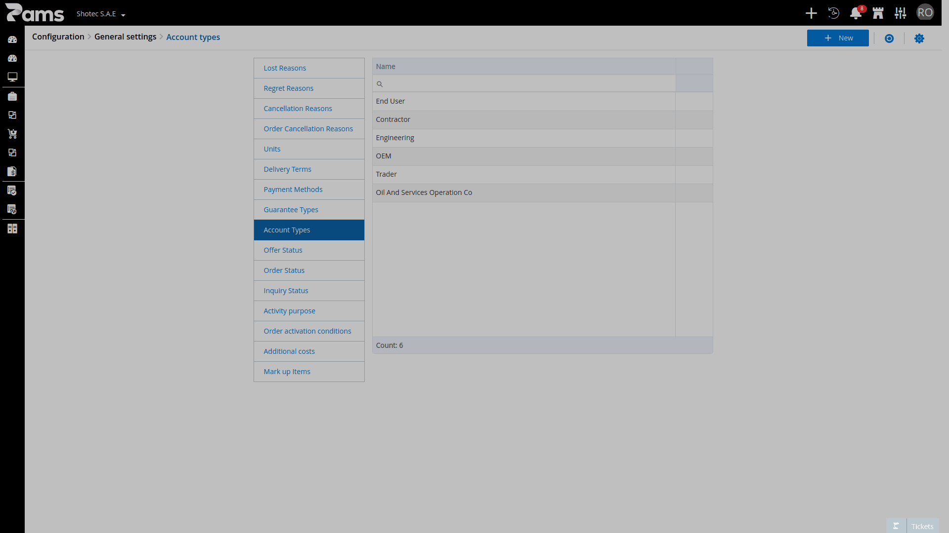 Configure Account Types