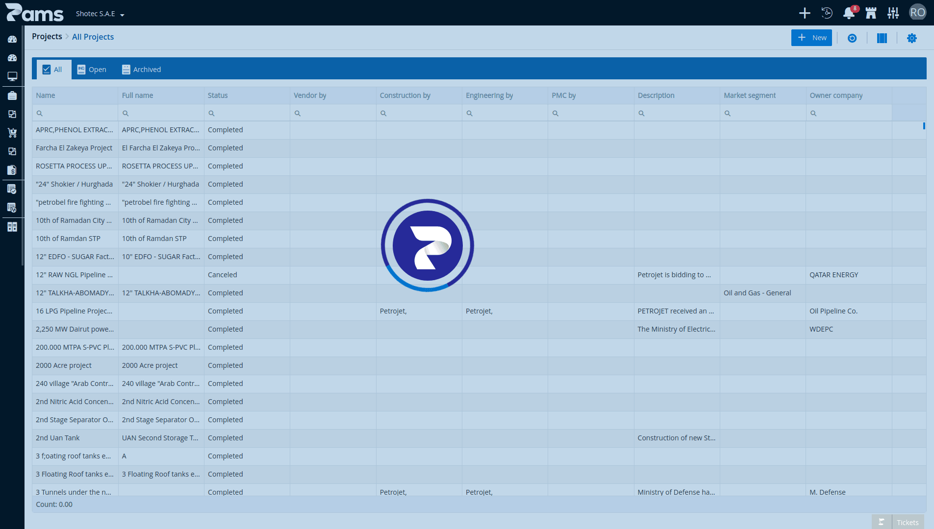 Projects record