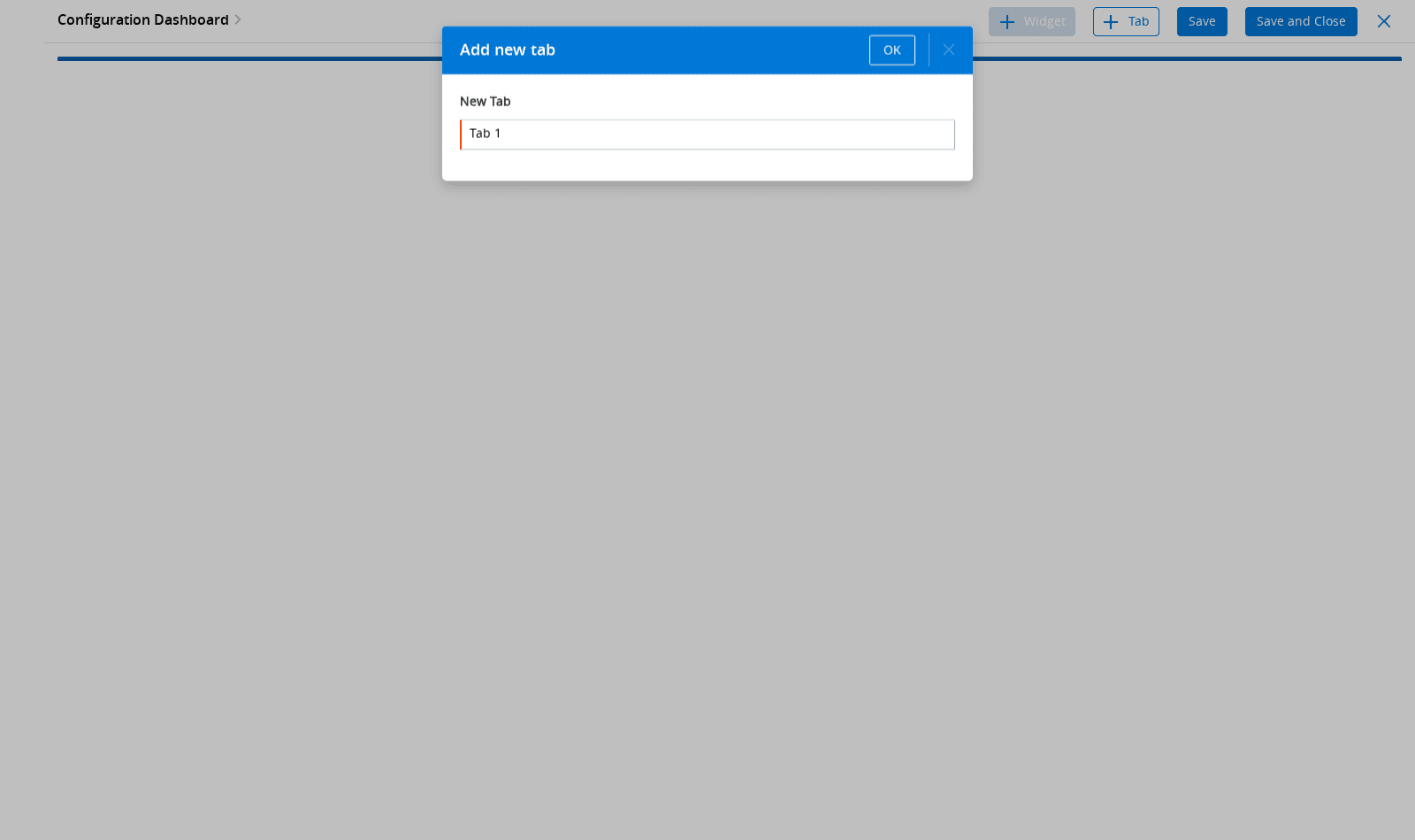 Look at the required marker on New Tab and the OK button in the blank-tab dialog.