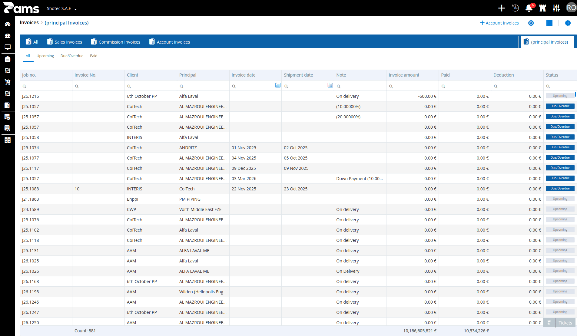 Principal Invoices