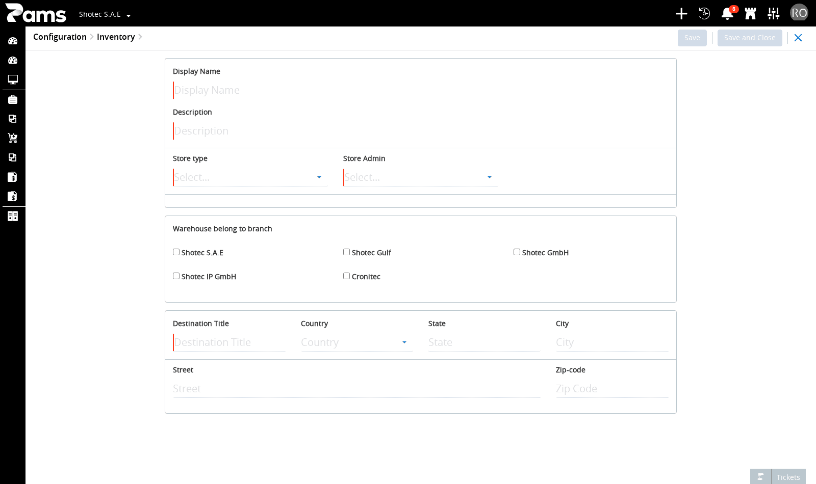 The open Store type picker
