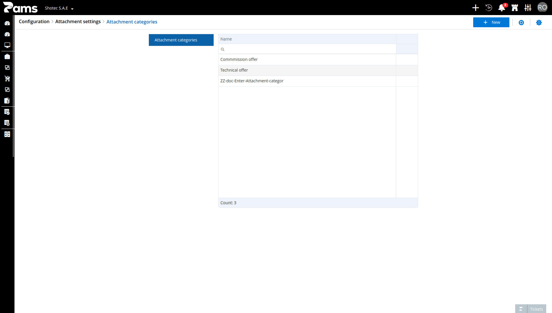 Configure Attachment Categories