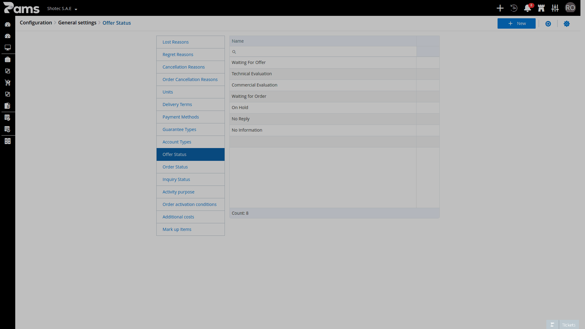 Configure Offer Status