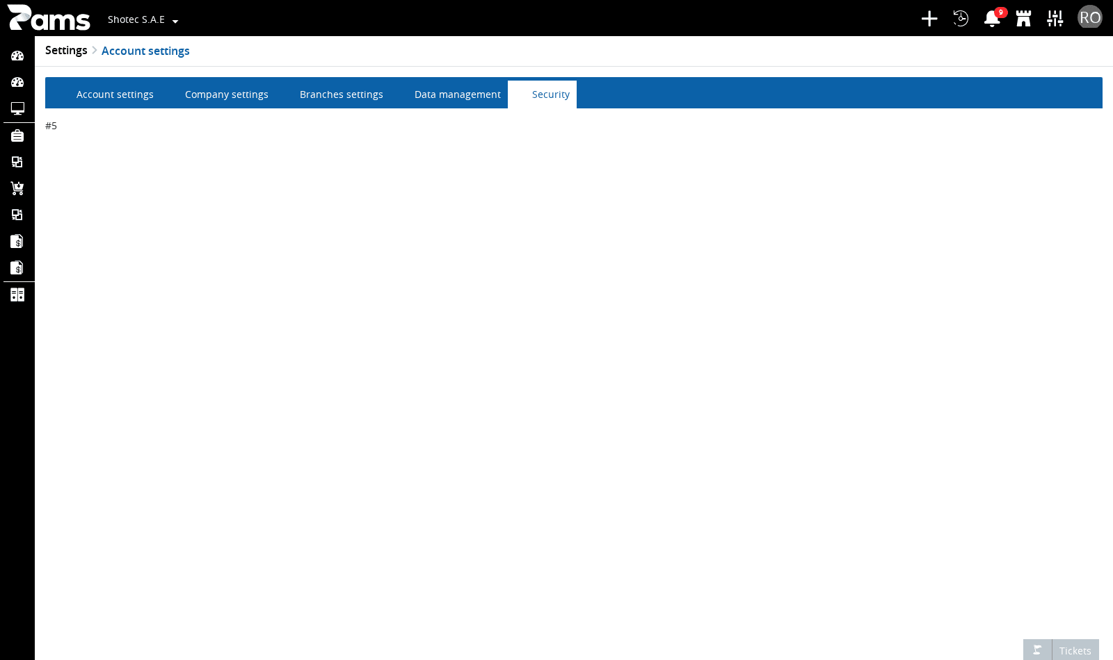 Check the selected security area and its content marker.
