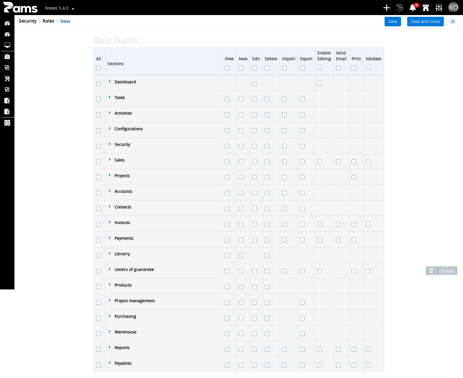The role-name field on the new-role form