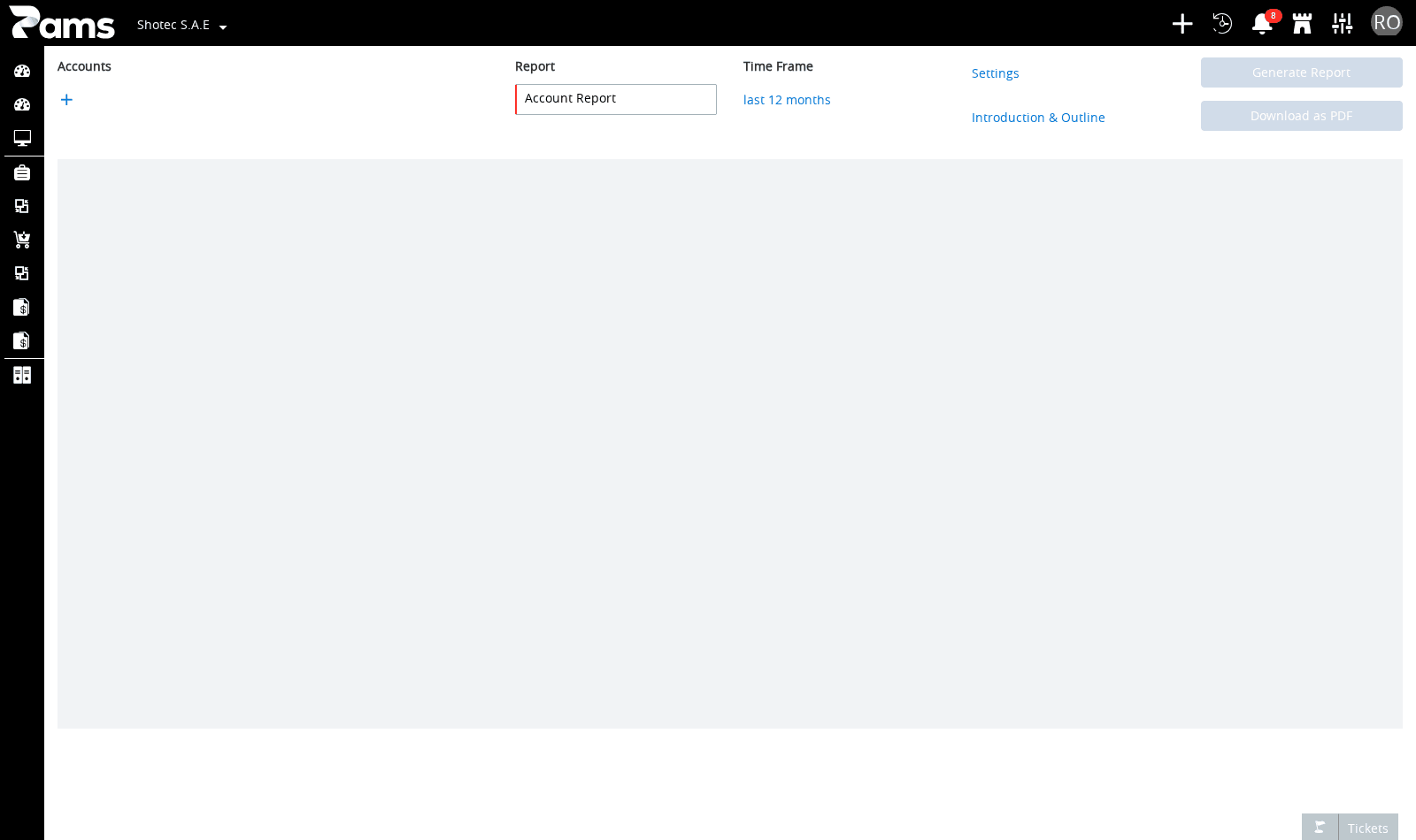 Identify Accounts, Report, Time Frame, and the report actions on arrival.