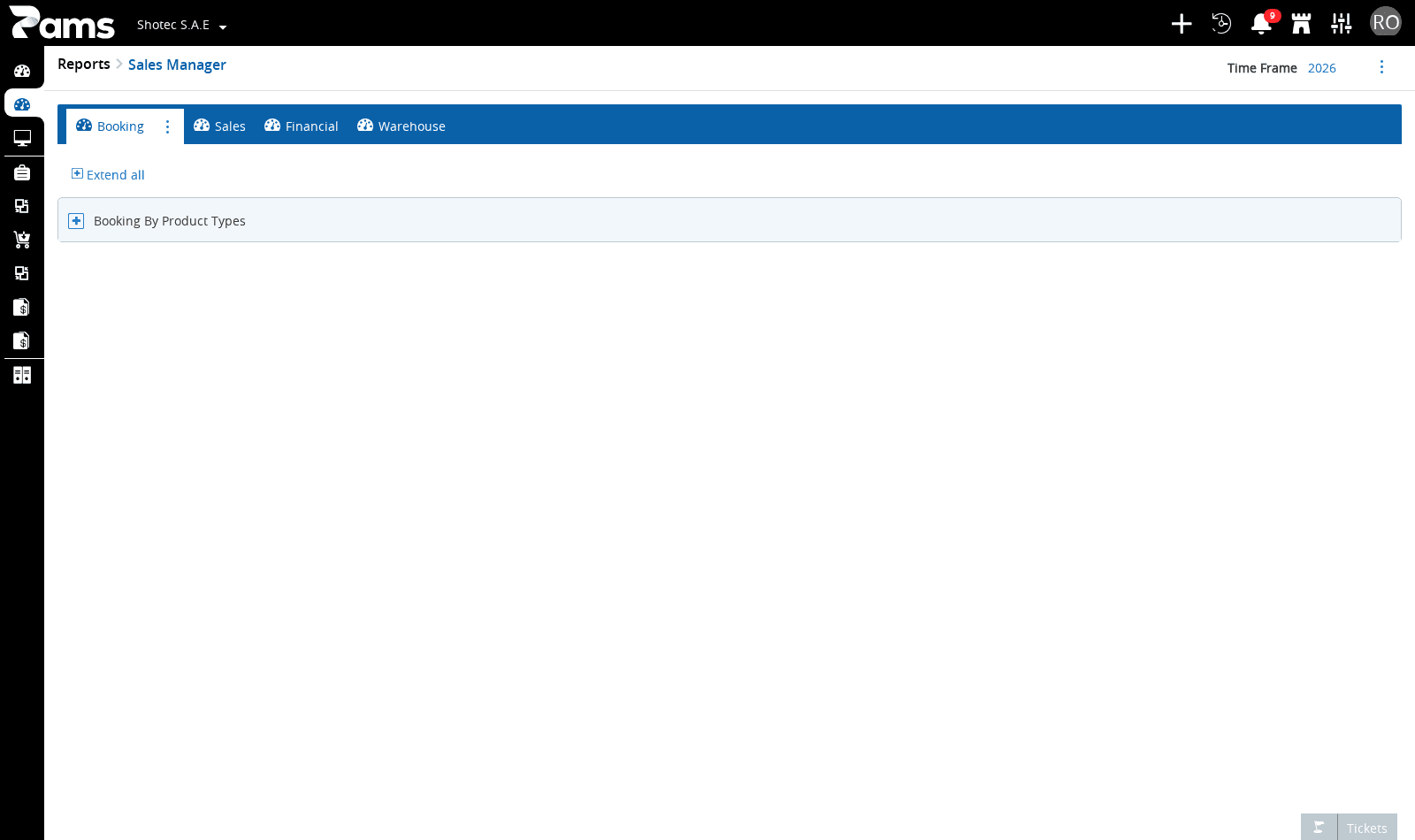 The Reports header with the Time Frame control above the report tabs