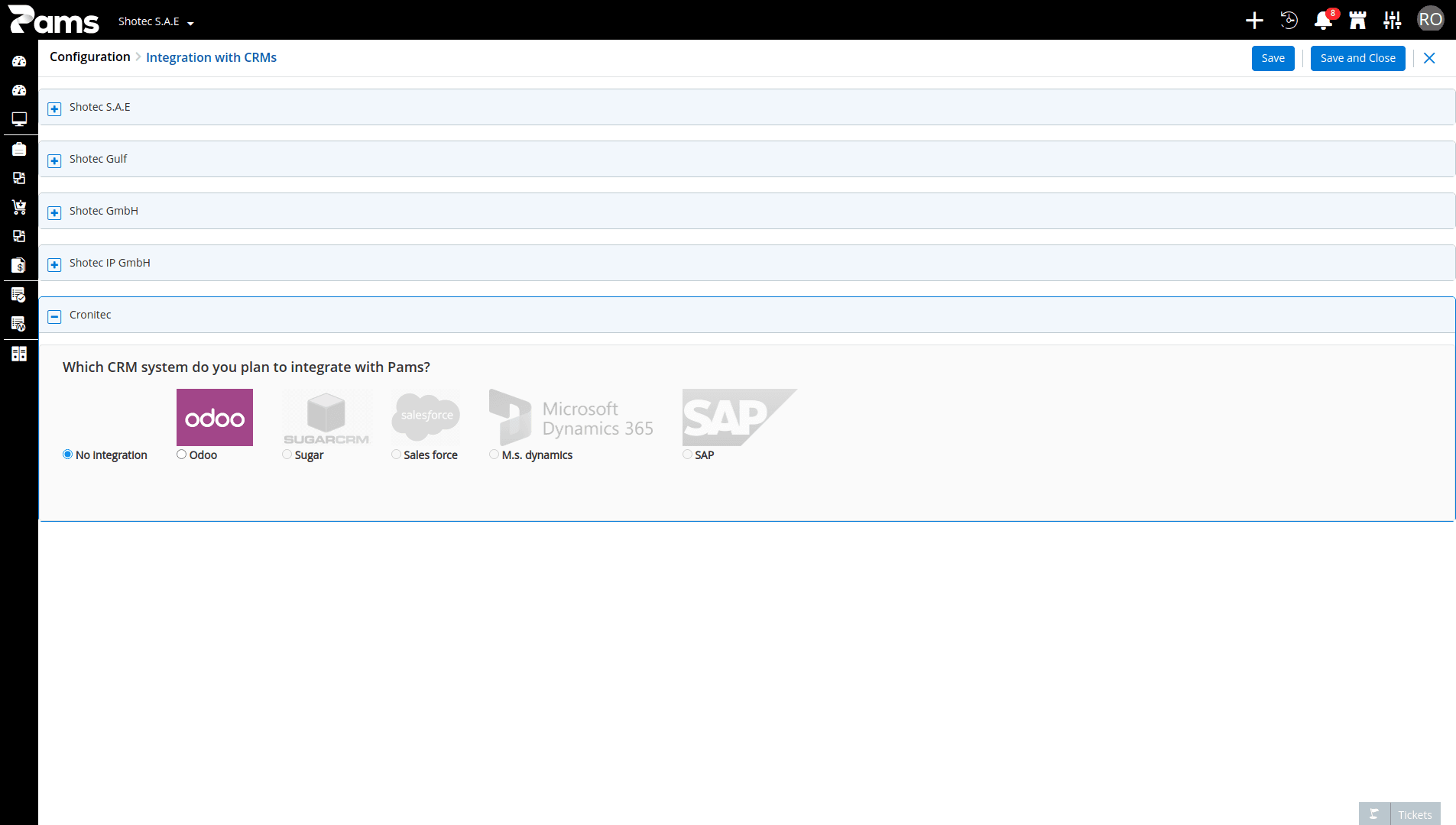 Integration with CRMs