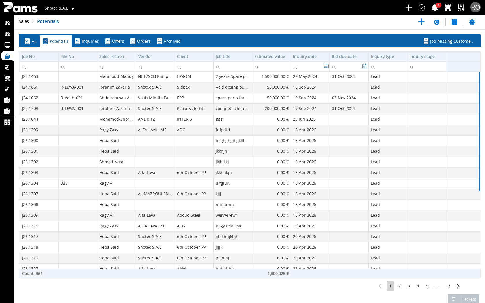 Use the list headers and toolbar before opening a record.