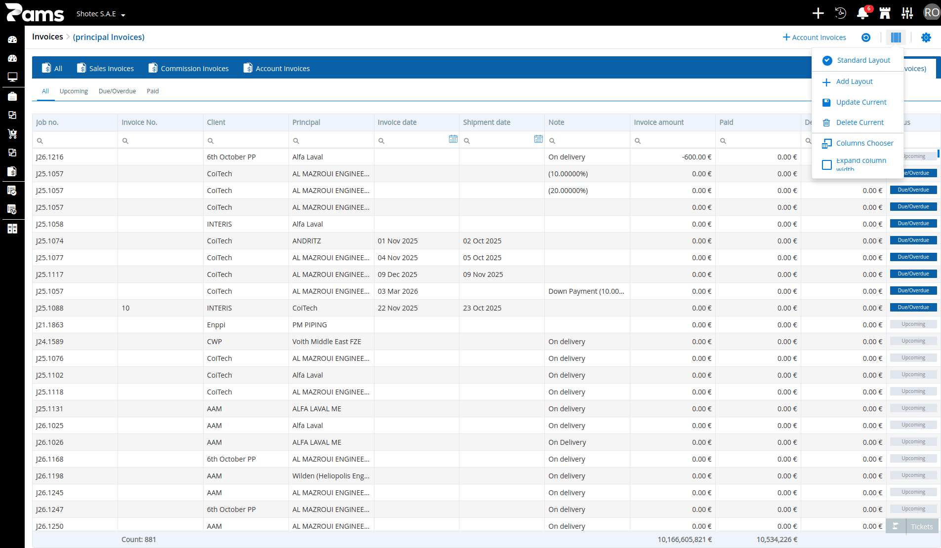 Principal Invoices