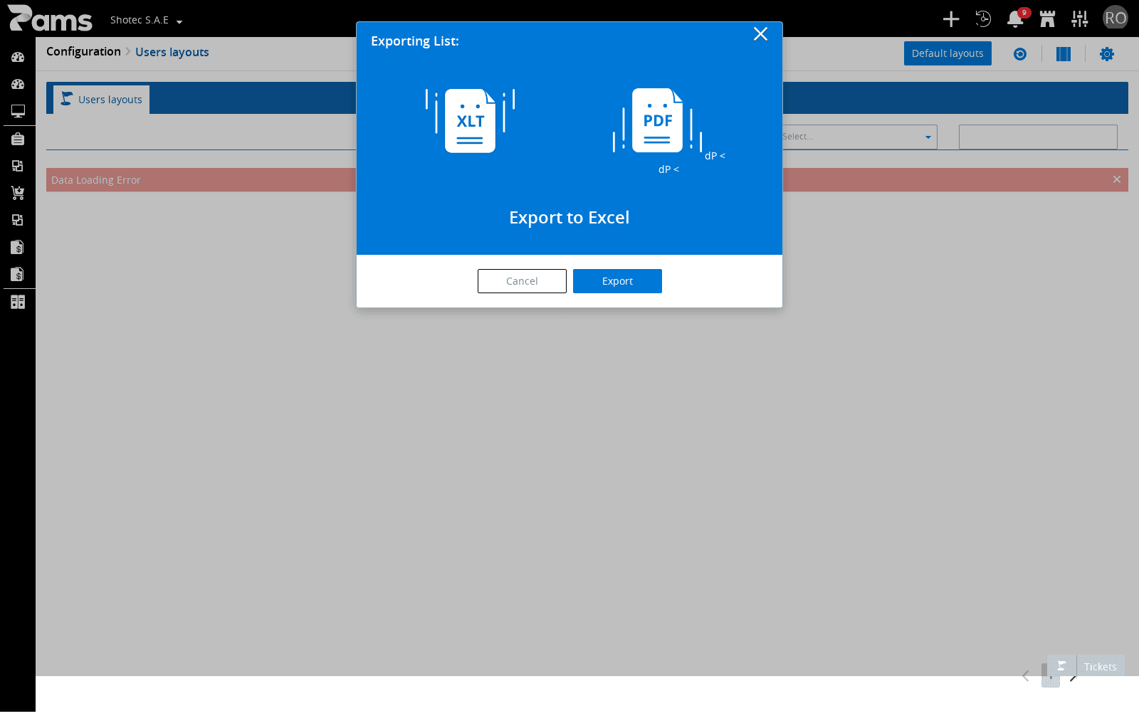 Choose the export format in the Exporting List dialog.