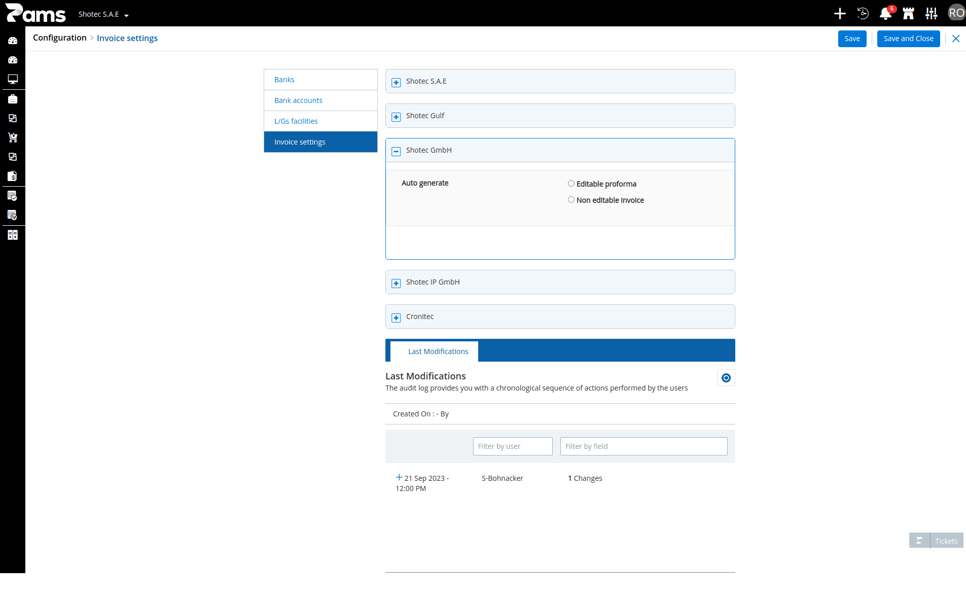 Invoice Settings