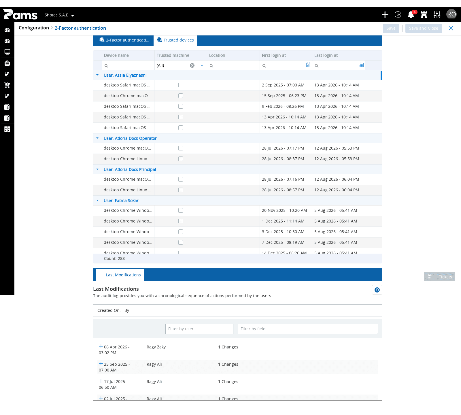 Read the dated entries under Last Modifications.