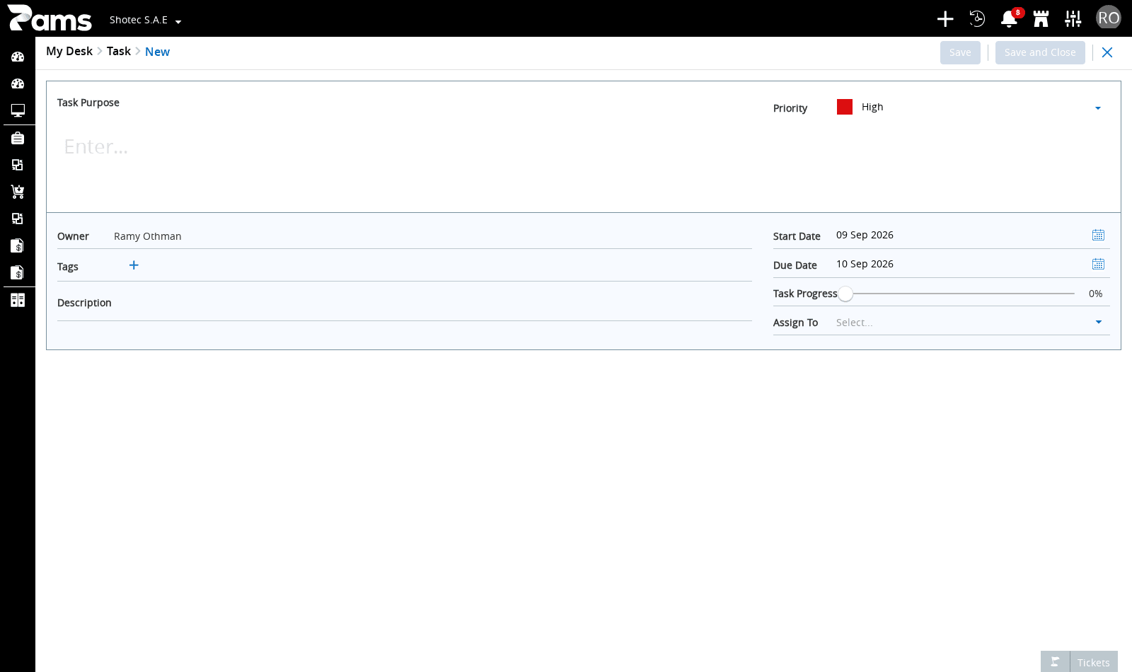 Open Priority before choosing the task priority