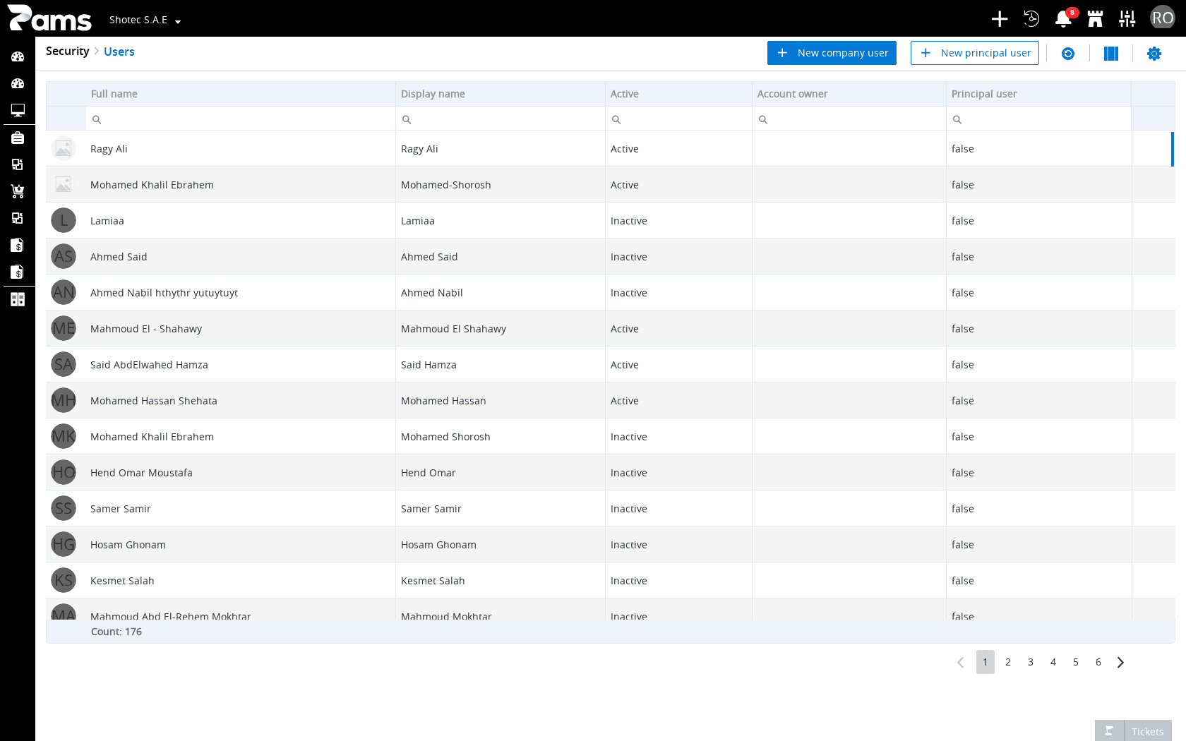 Identify a user from the five visible list columns