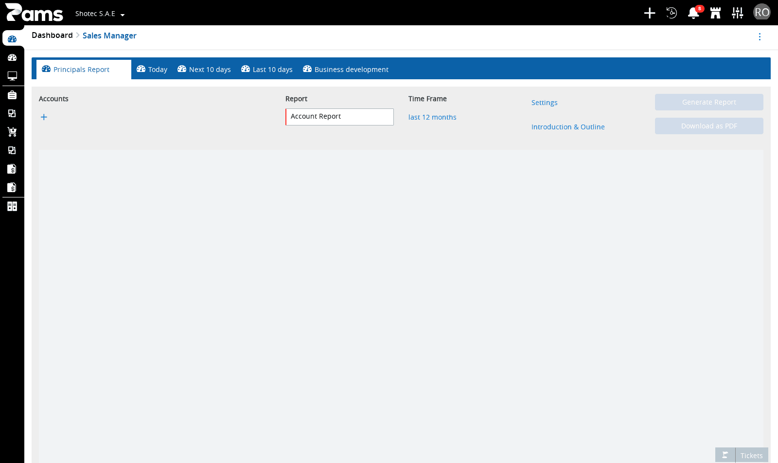 Principals Report selected on the home surface