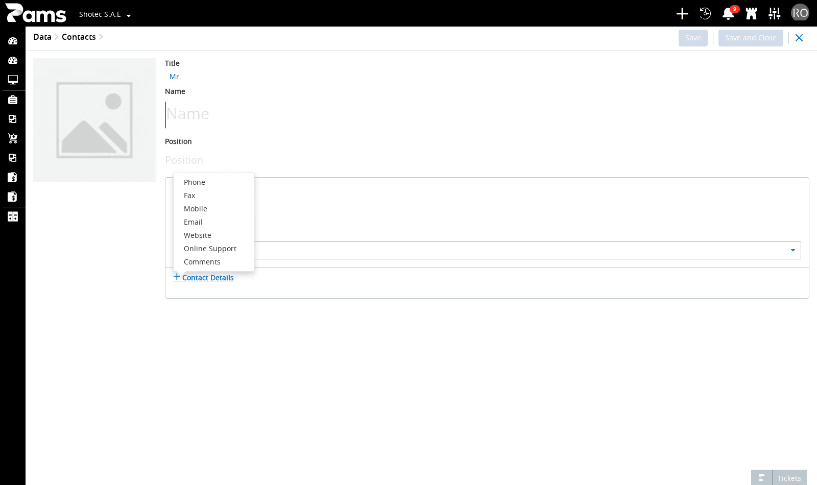 Choose a contact channel from Contact Details.