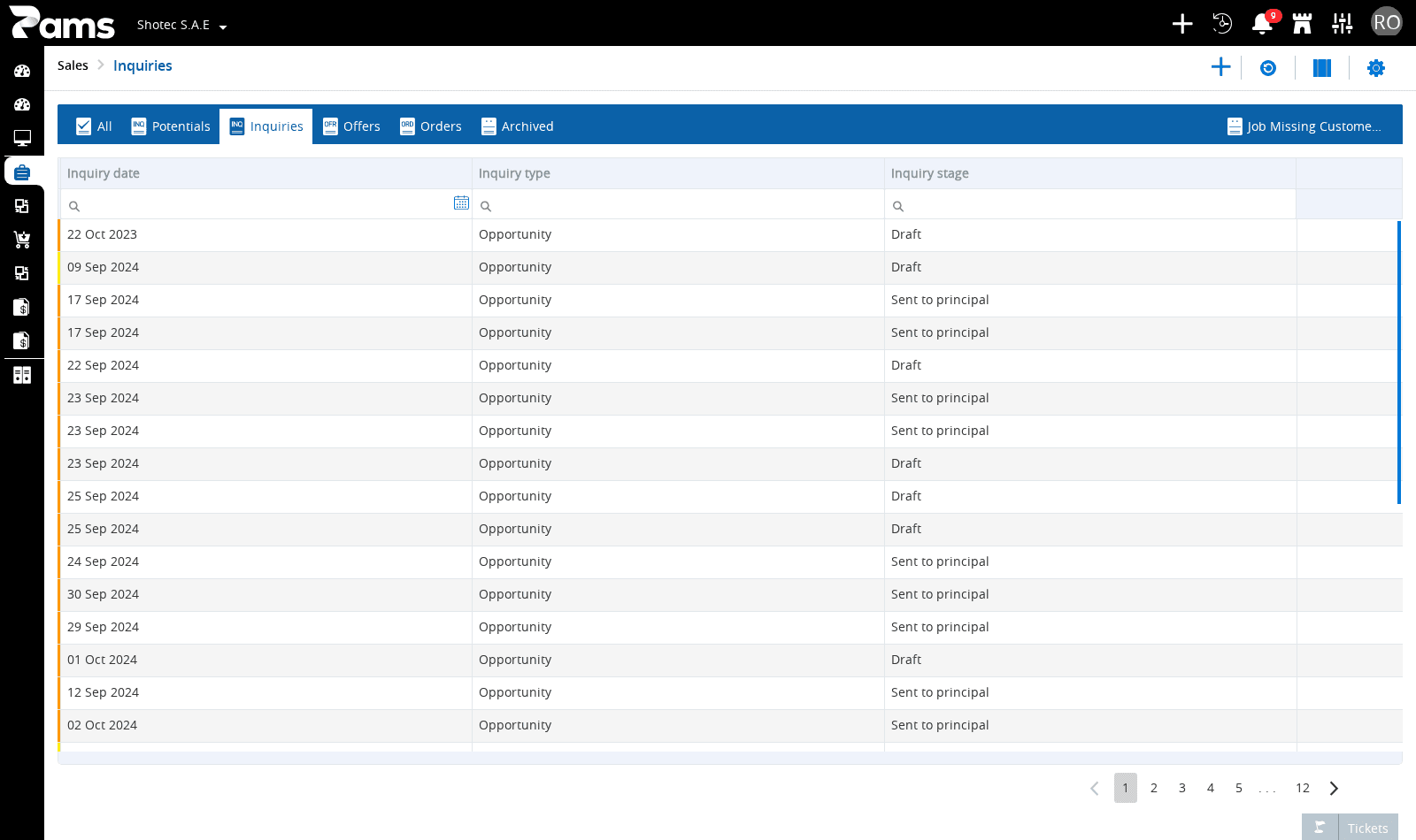 Add an item row after opening the sales-job record.