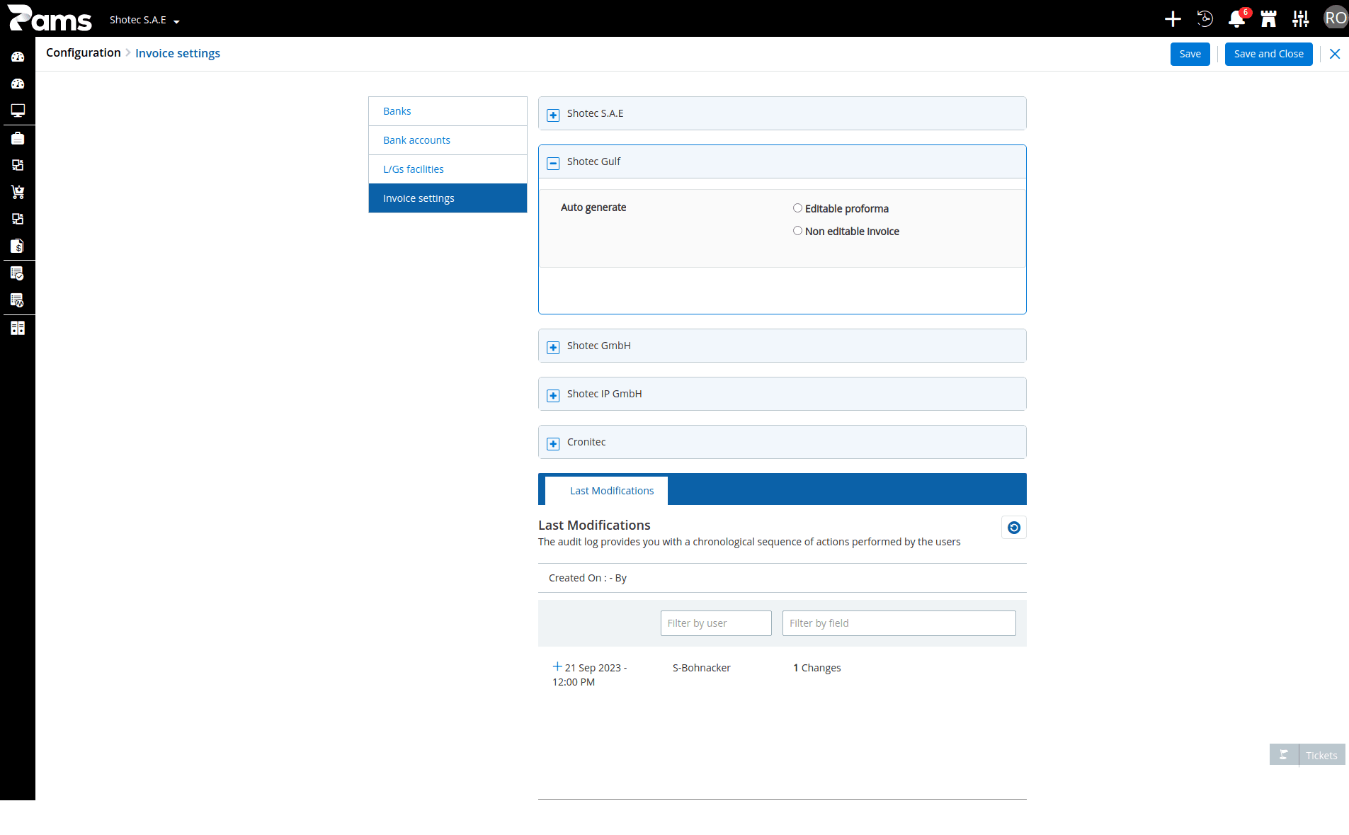 Invoice Settings