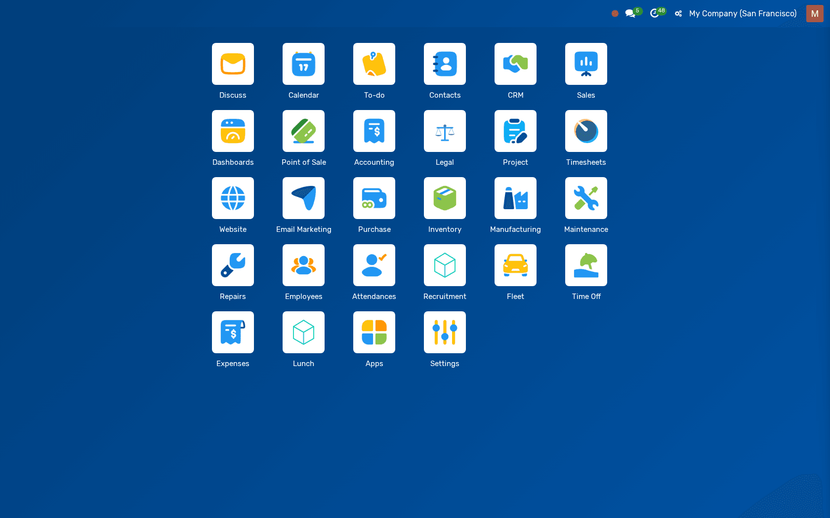 The signed-in application shell and its available controls