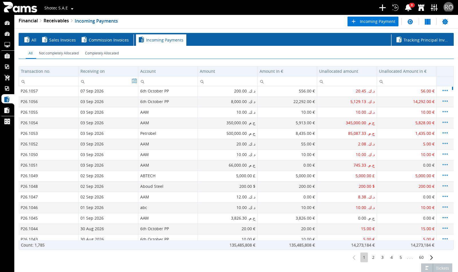 Read the payment headers and choose the row you need.