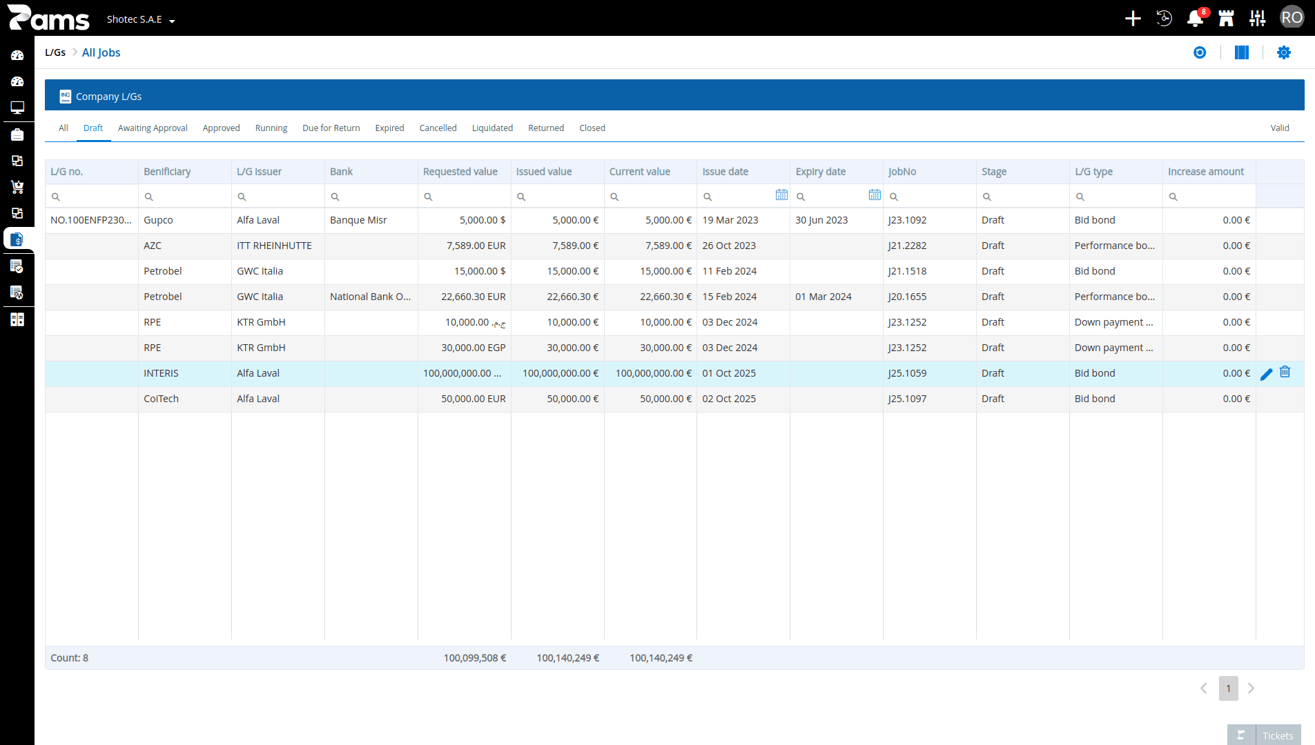 Finance record