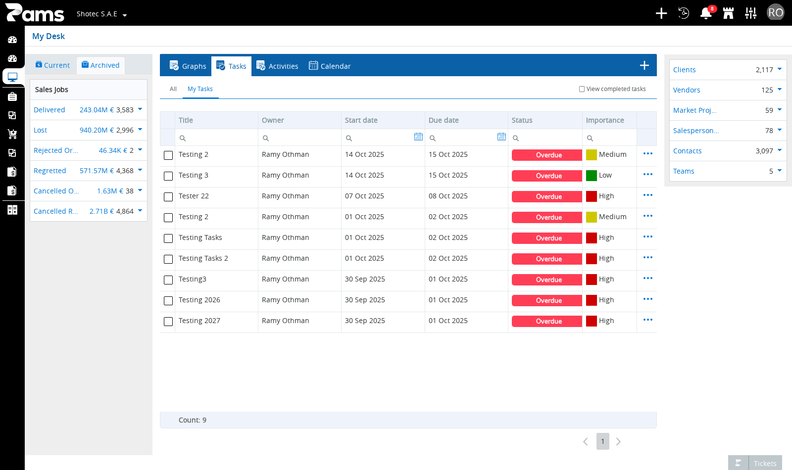 Tasks view